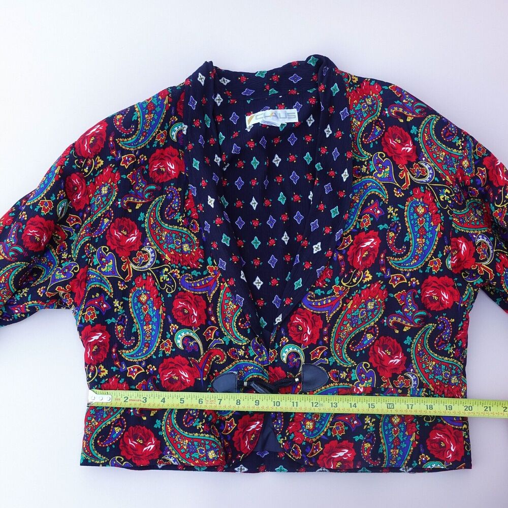 Vtg Chaus Bolero Jacket Crop Multicolor Paisley Boho Indie 90s Retro Women's M - Picture 6 of 10